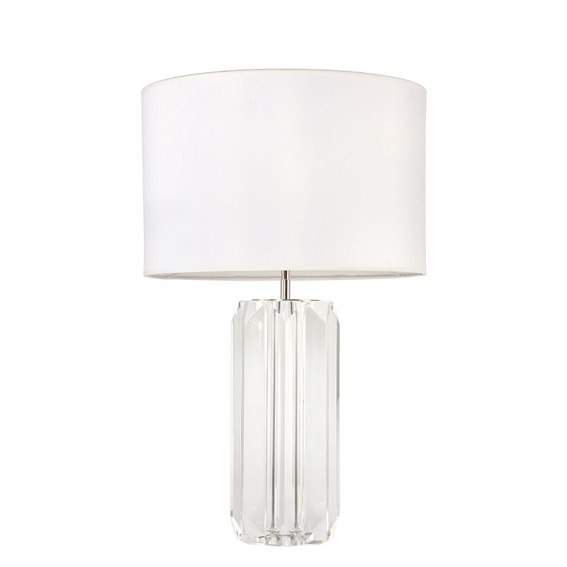 Clear column crystal glass desk table lamp with fabric shade table lamp for livingroom bedroom