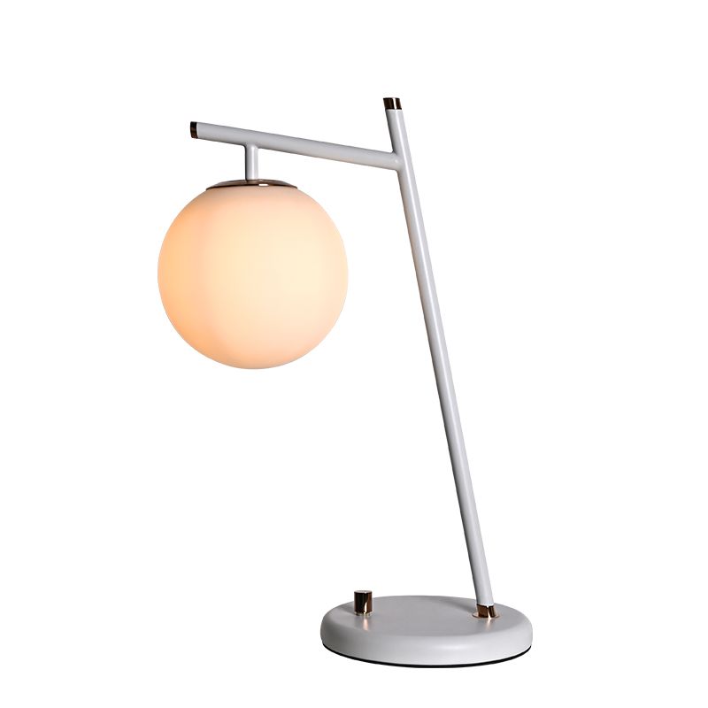 Modern style dimmable white finish hanging melon milky glass ball table lamp