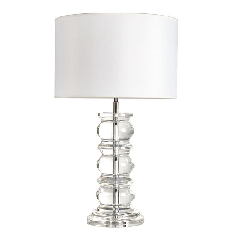 Luxury round complex crystal glass desk table lamp with fabric shade table lamp for livingroom bedroom