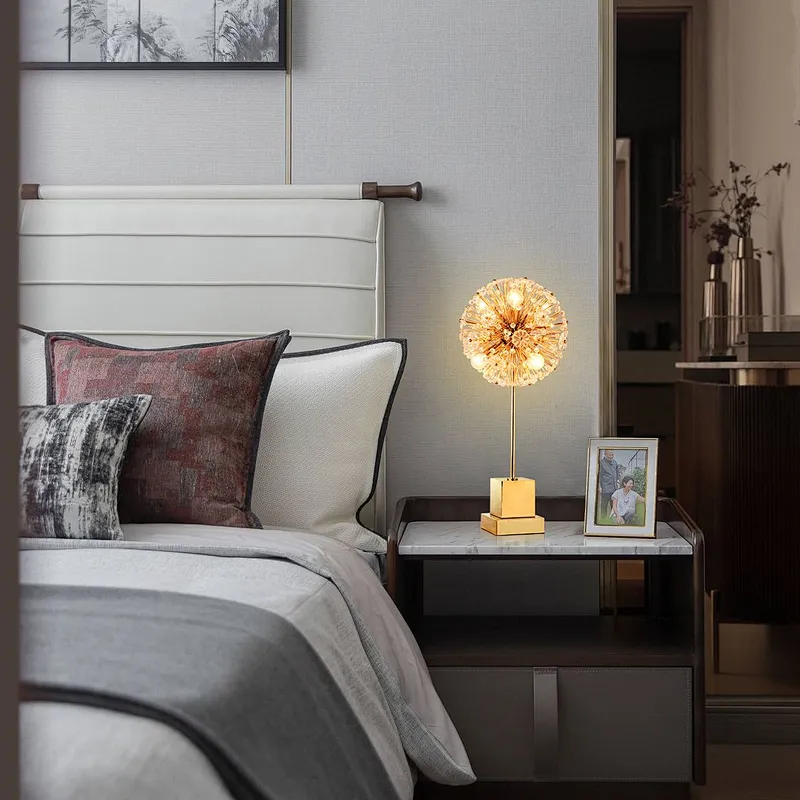 Dandelion Sculpture in steel desk table Lamp for Livingroom home decor