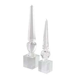 Solid crystal glass obelisk