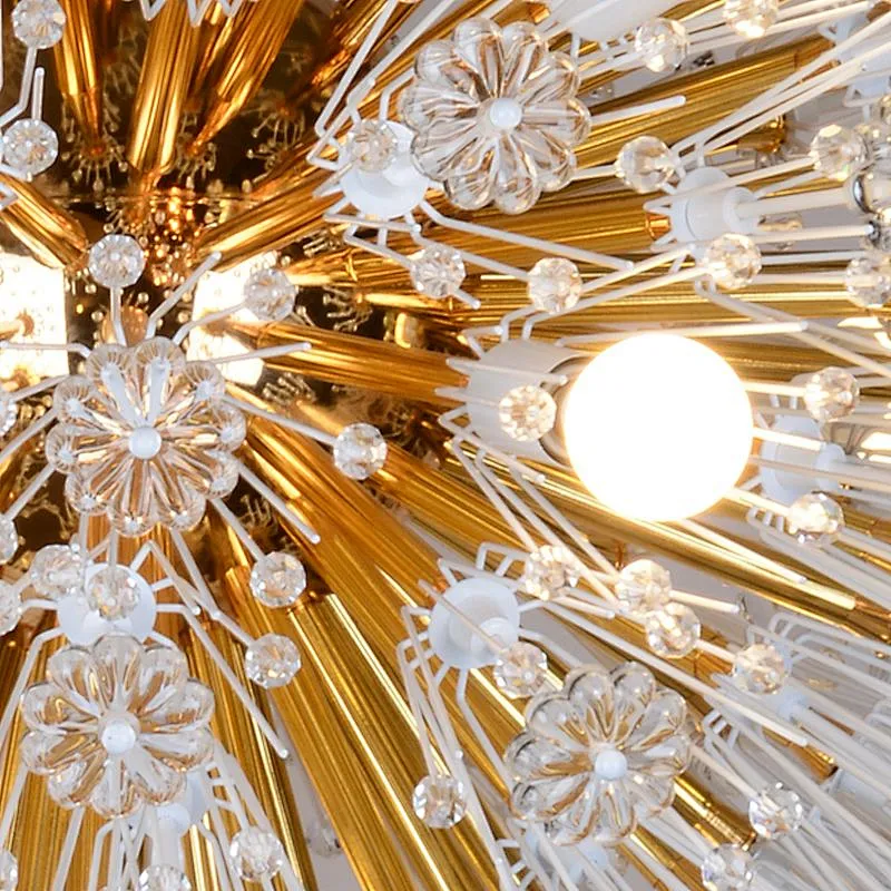 Modern dandelion crystal glass gold spherical pendant chandelier for restaurant