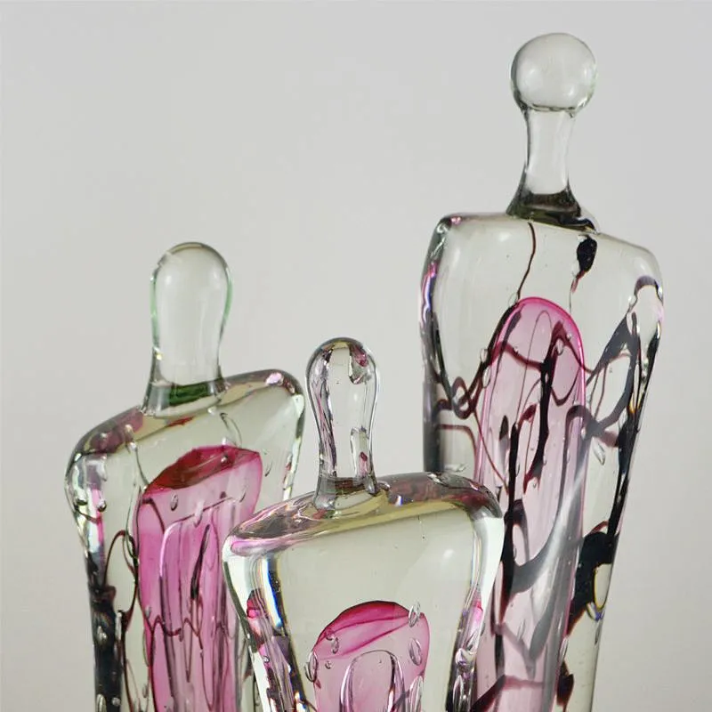 Creative Modern Clear Red Charley Coloured Glaze crystal glass Statue for Home Decor