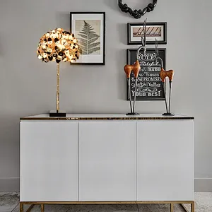 Modern style leaves tree sculpture curly steel desk table lamp for livingroom home décor