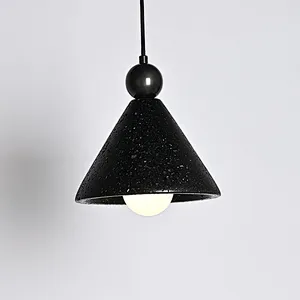 Cone natural black travertine stone restaurant pendant light