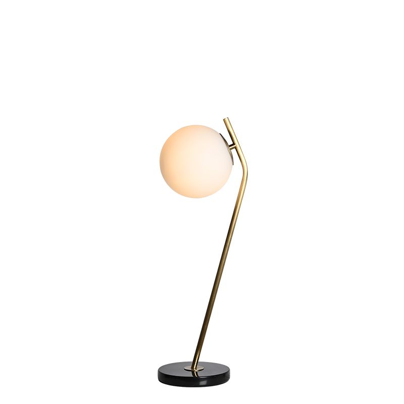 Modern style dimmable brass finish fruited melon milky glass ball table lamp