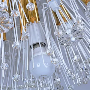 Modern dandelion crystal glass gold spherical pendant chandelier for restaurant
