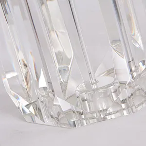 Clear column crystal glass desk table lamp with fabric shade table lamp for livingroom bedroom