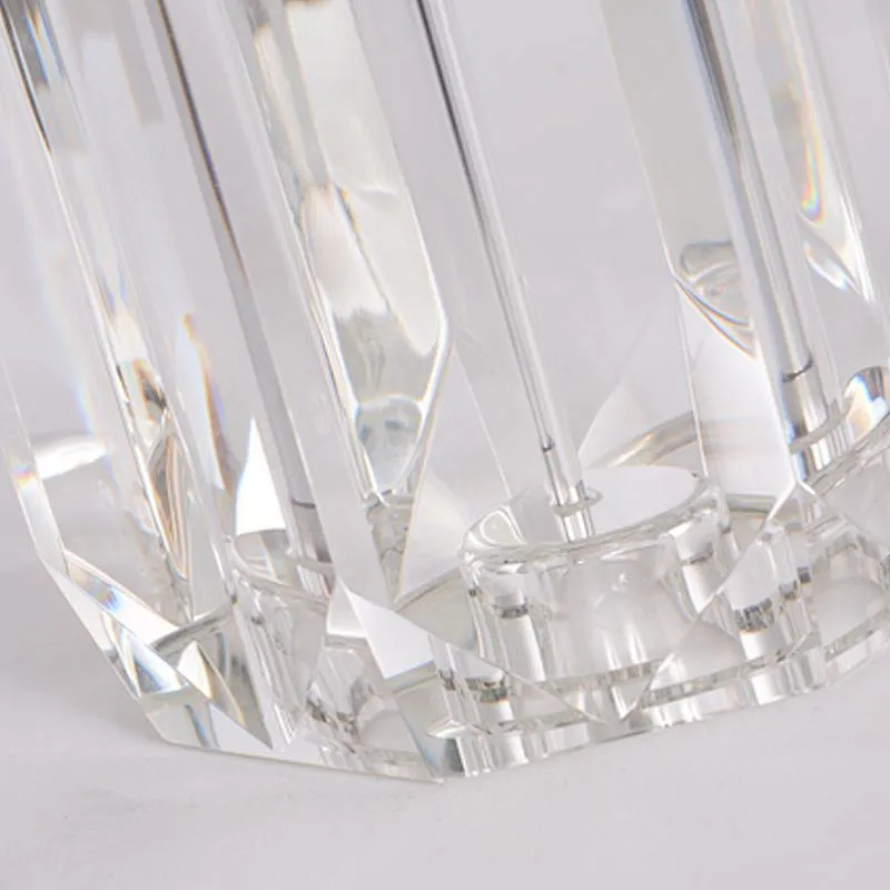 Clear column crystal glass desk table lamp with fabric shade table lamp for livingroom bedroom