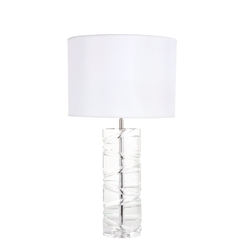 Modern fabric shade crystal glass column base table lamp for livingroom bedroom