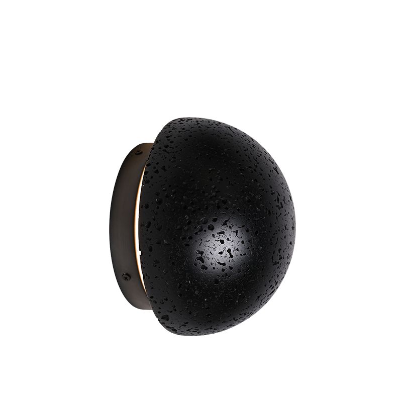 Solar eclipse natural black travertine stone wall light