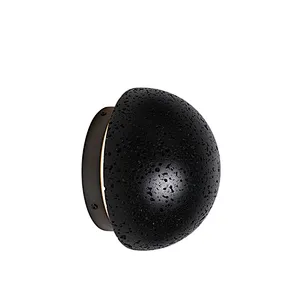 Solar eclipse natural black travertine stone wall light