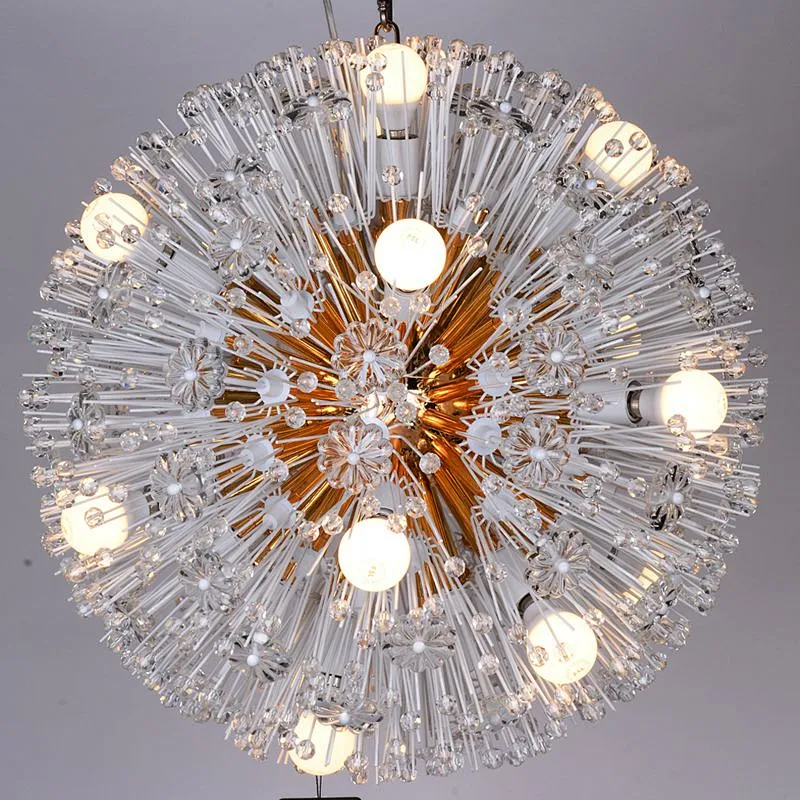 Modern dandelion crystal glass gold spherical pendant chandelier for living room