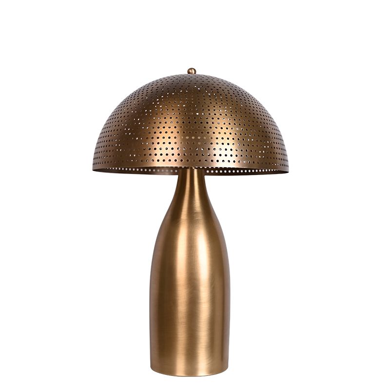 Antique brass pierced metal circular lampshade all-steel  table lamp for bedside