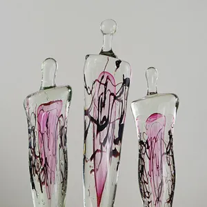 Creative Modern Clear Red Charley Coloured Glaze crystal glass Statue for Home Decor