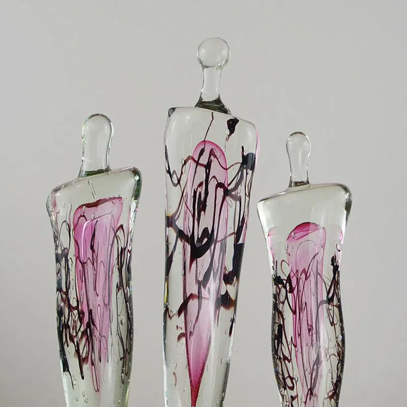 Creative Modern Clear Red Charley Coloured Glaze crystal glass Statue for Home Decor