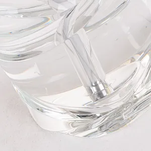 Modern fabric shade crystal glass column base table lamp for livingroom bedroom