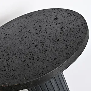 FRP column natural black travertine stone corner table