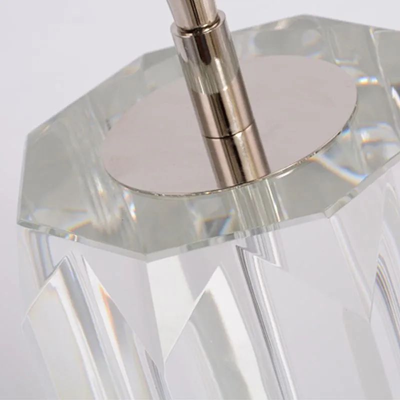 Clear column crystal glass desk table lamp with fabric shade table lamp for livingroom bedroom