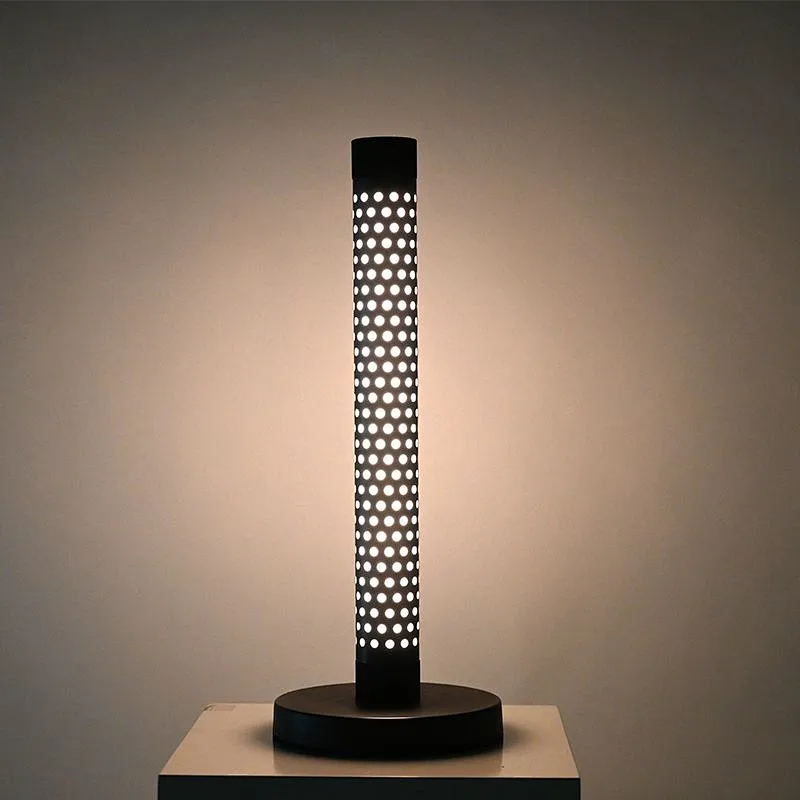 Led modern minimalist hollow out column metal living room bedside table lamp
