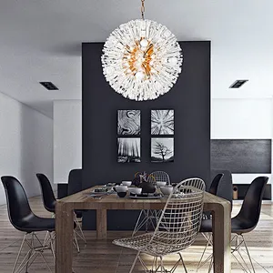 Modern dandelion crystal glass gold spherical pendant chandelier for restaurant