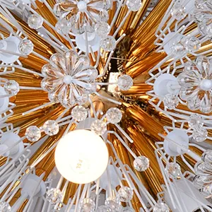 Modern dandelion crystal glass gold spherical pendant chandelier for living room