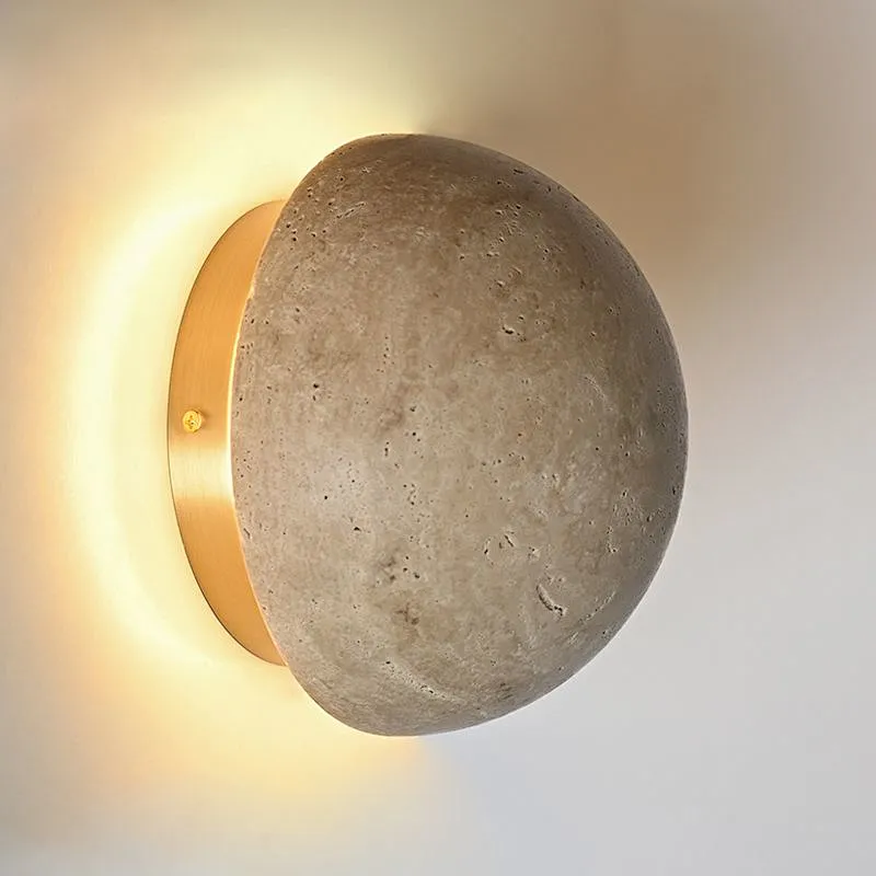LED light source lunar eclipse natural travertine stone wall light