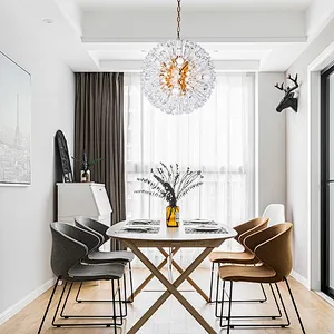 Modern dandelion crystal glass gold spherical pendant chandelier for living room
