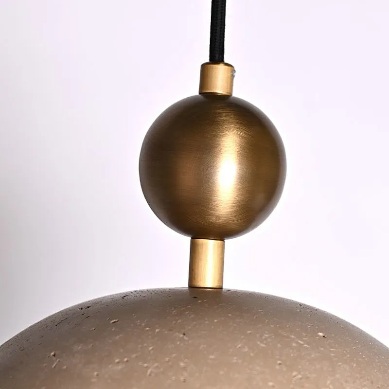 Antique brass finish semicircle natural travertine stone restaurant pendant light