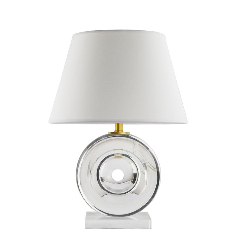 Fengshui round crystal glass  bedside table lamp with fabric shade for livingroom bedroom