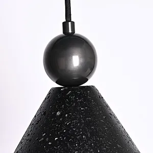 Cone natural black travertine stone restaurant pendant light