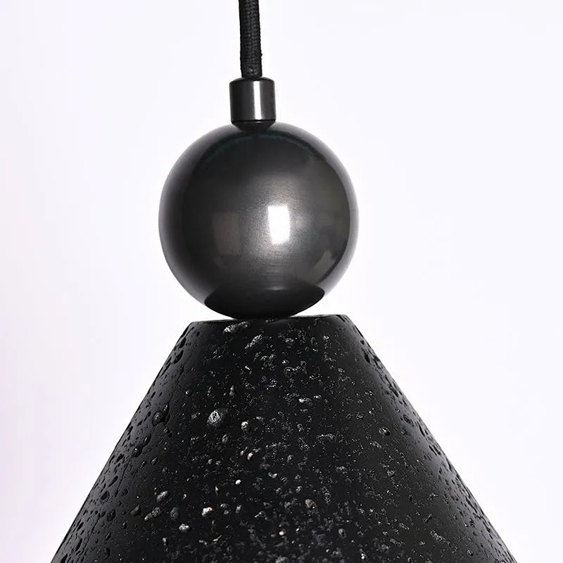 Cone natural black travertine stone restaurant pendant light