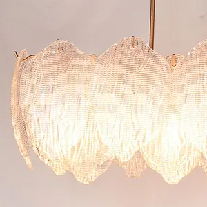Mulberry leaves shape textured steel glass pendent chandelier light for restaurant