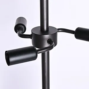 Quincunx fabric-shade bronze striated tube floor lamp