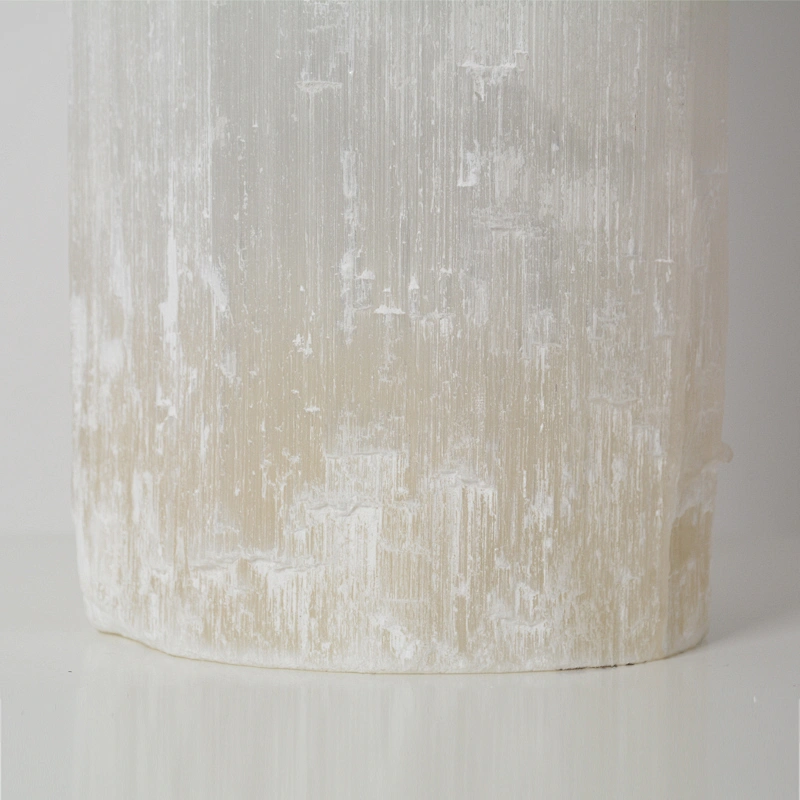 Luxury Natural Selenite Stone Column Table Lamp With Fabric Shade for living room sofa side bedside light