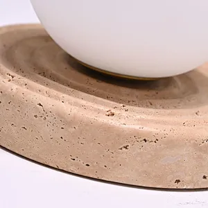 Opal glass ball travertine base sand painting art wall light