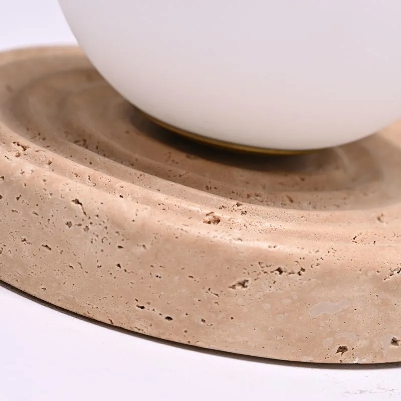 Opal glass ball travertine base sand painting art wall light