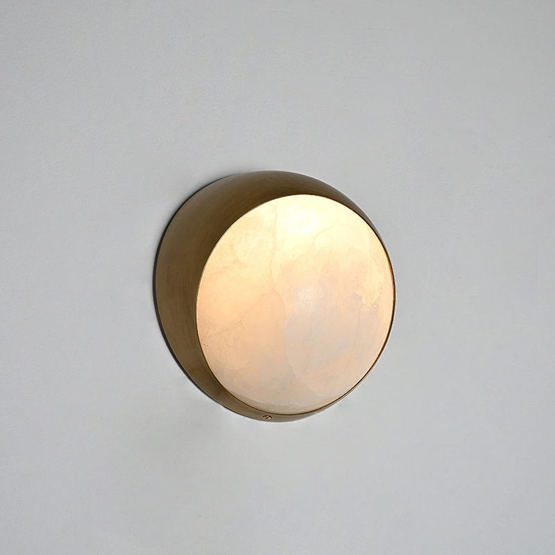 Luxury antique brass hand dyeing finish opal alabaster wall lamp