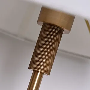 Classic simple knurled metal base fabric lampshade desk table lamp