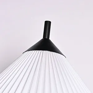 Simple conical pleated fabric lampshade bronze finish table lamp