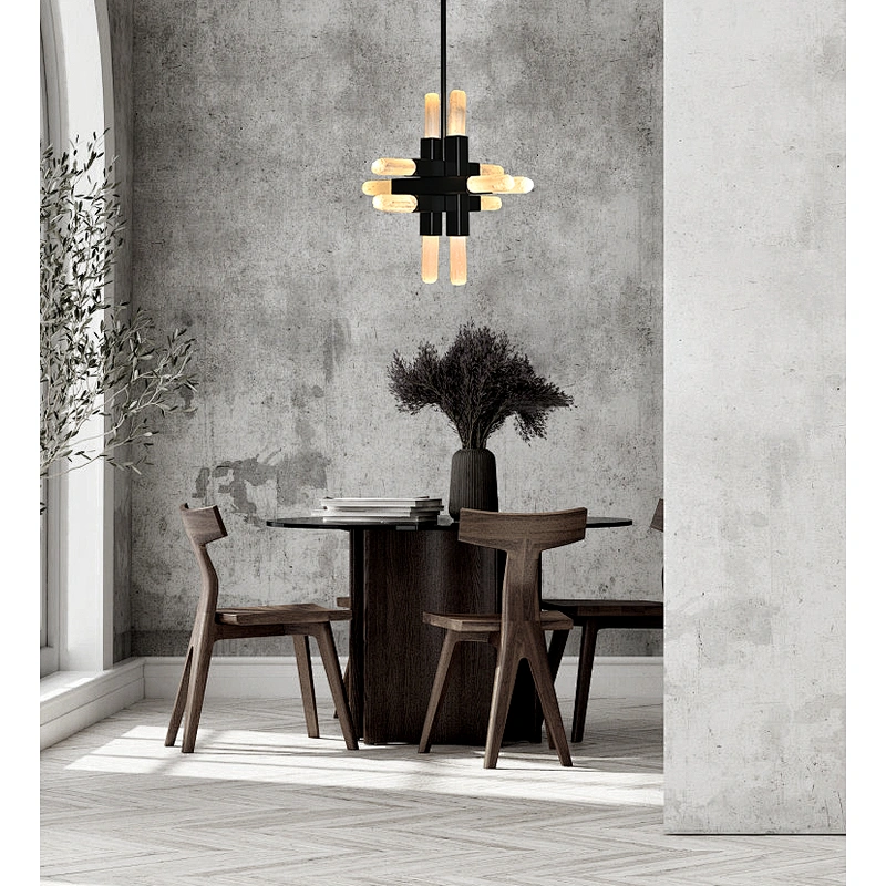 Classic Combination bronze finish Natural Selenite Stone Restaurant Pendant Lights