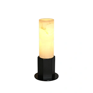 Luxury antique bronze hand dyeing finish honeycomb hexagonal base alabaster dimmable desk side bedside table lamp
