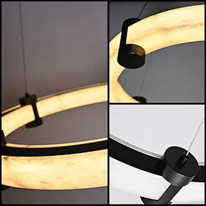 24inch luxury antique bronze hand dyeing finish alabaster ring pendant restaurant light