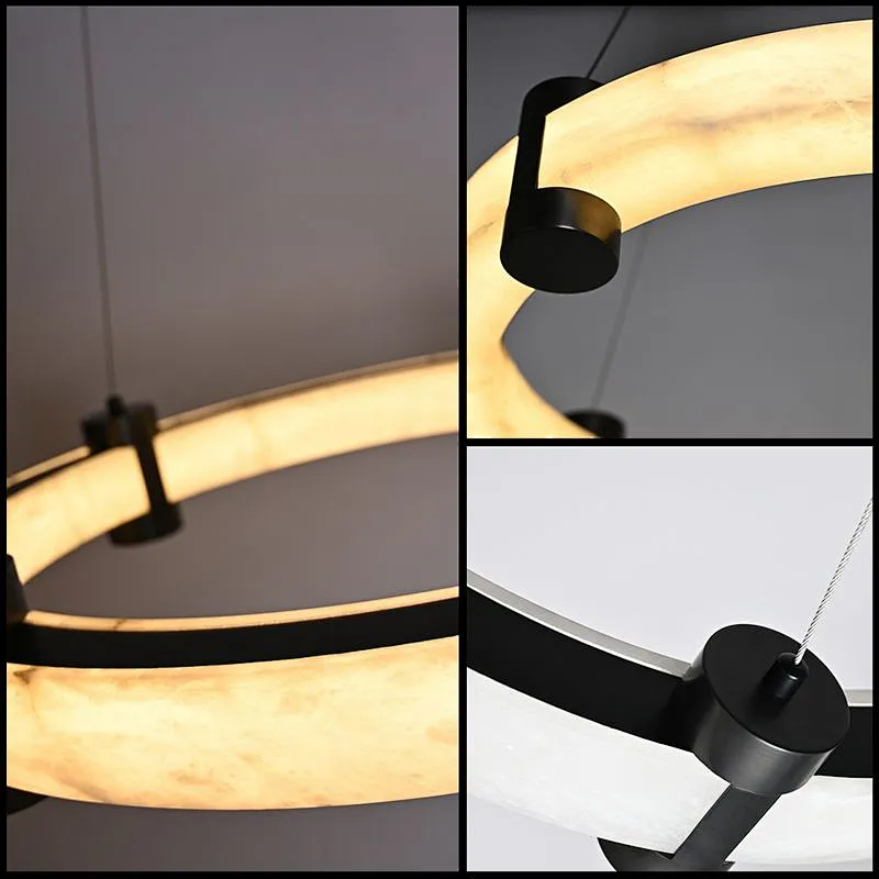 24inch luxury antique bronze hand dyeing finish alabaster ring pendant restaurant light