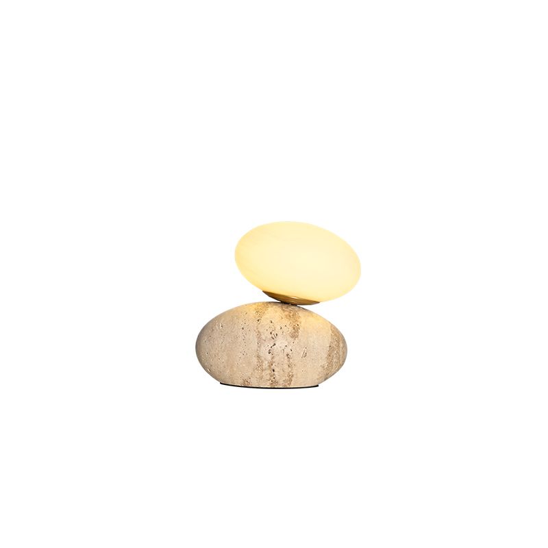 Travertine cobble base opal glass bedside dimmable mini night light