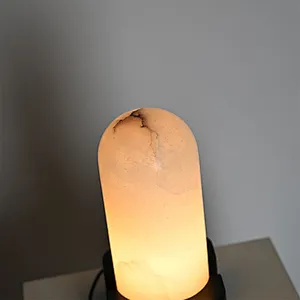 Luxury antique bronze hand dyeing finish base handmade alabaster dimmable mini bedside table lamp night light