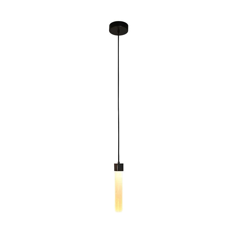 Single Natural Selenite Stone Bronze Finish Hanging Light For Restaurant Bedside Light