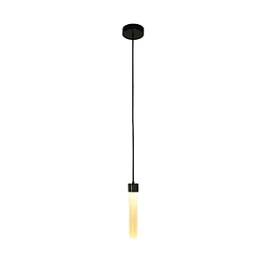 Single Natural Selenite Stone Bronze Finish Hanging Light For Restaurant Bedside Light