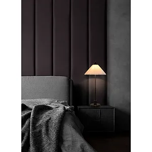 Simple conical pleated fabric lampshade bronze finish table lamp