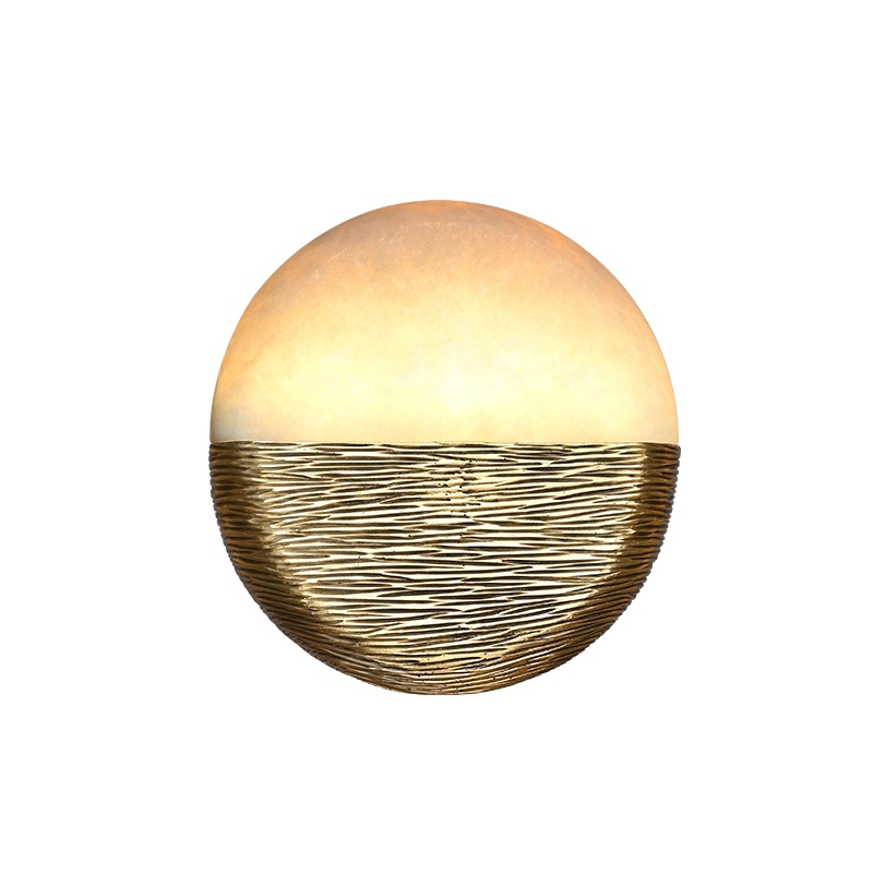 Creative sunrise antique brass hand dyeing finish alabaster wall lamp night light